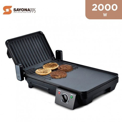 Sayona 3 in 1 Electric Grill, Griddle & Panini Maker