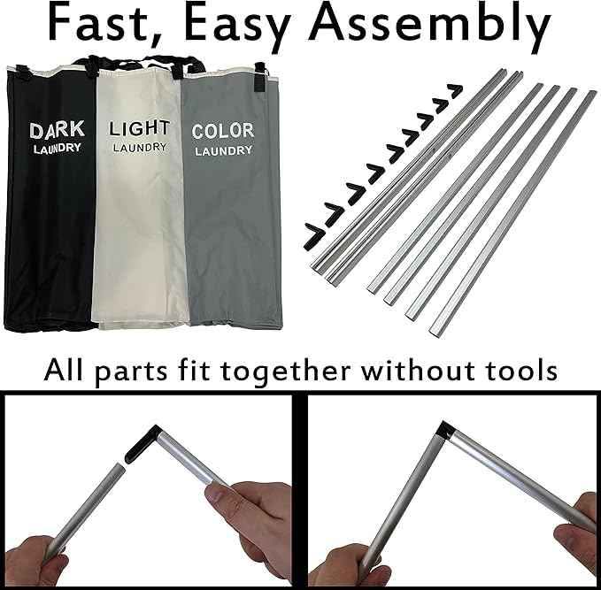 Laundry bag with 3 compartments